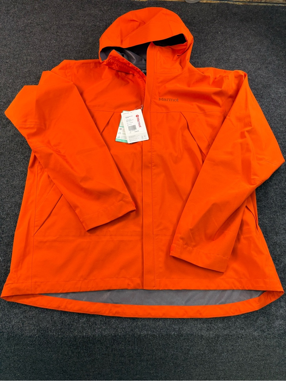 Marmot PreCip Eco Pro Mens Waterproof Hooded Jacket - Bright Red/Orange